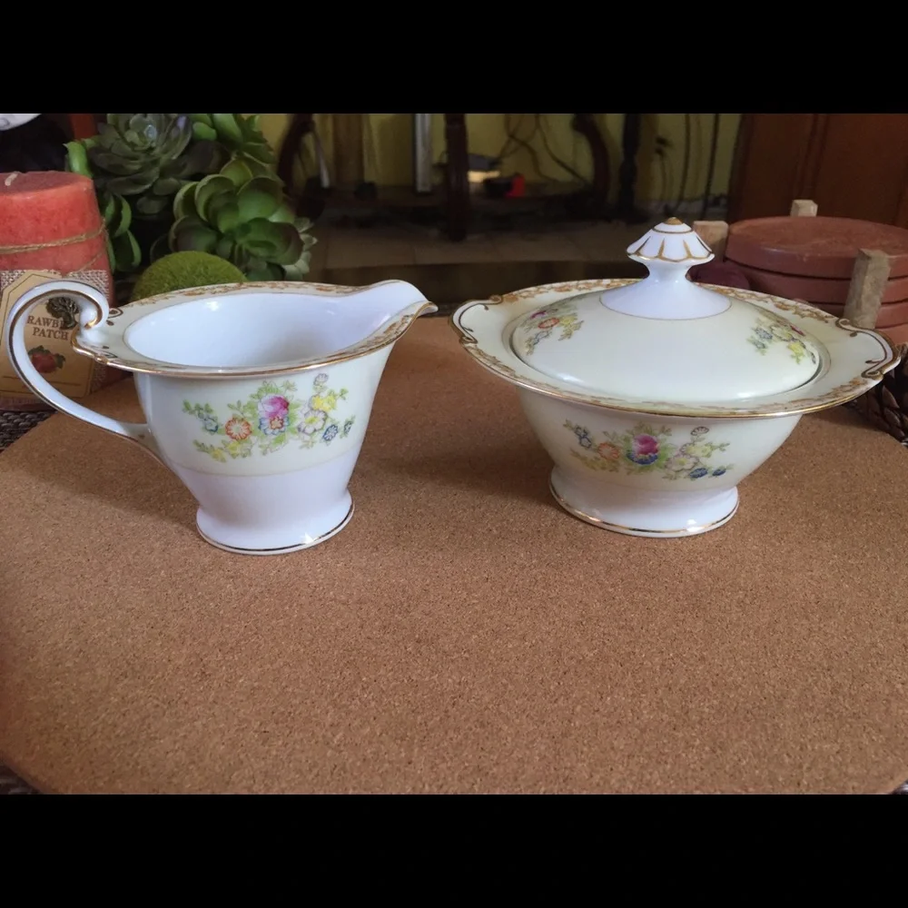 Vintage Royal Derby China Creamer and Sugar